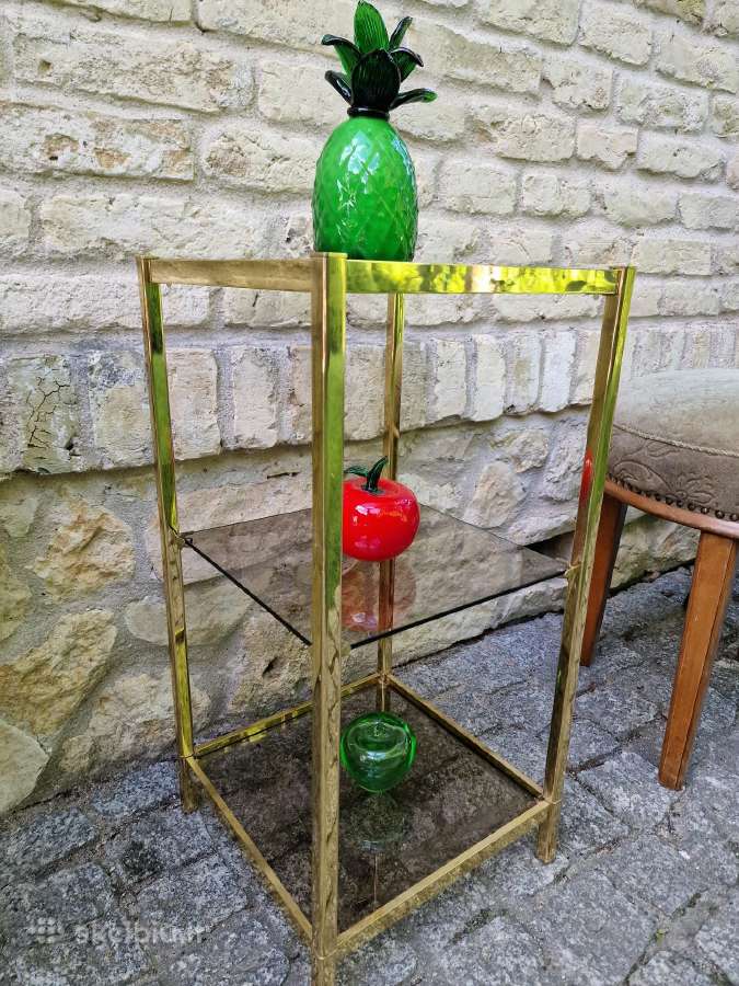 Vintažinė mid century žalvarinė lentyna-etažerė - nuotraukos Nr. 2