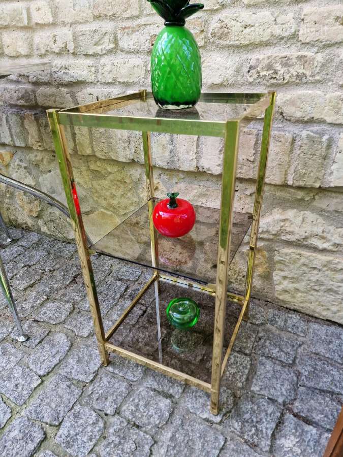 Vintažinė mid century žalvarinė lentyna-etažerė - nuotraukos Nr. 4