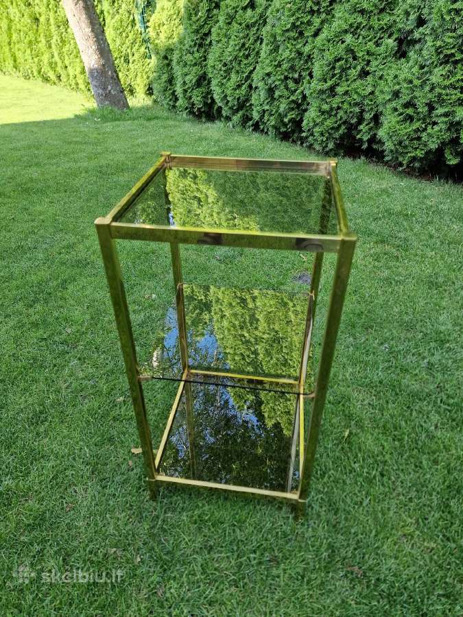 Vintažinė mid century žalvarinė lentyna-etažerė - nuotraukos Nr. 12