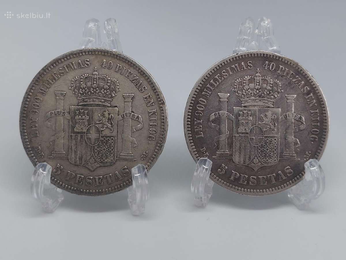 Ispanija 1871 5 pesetas Amadeo I Rey - nuotraukos Nr. 2