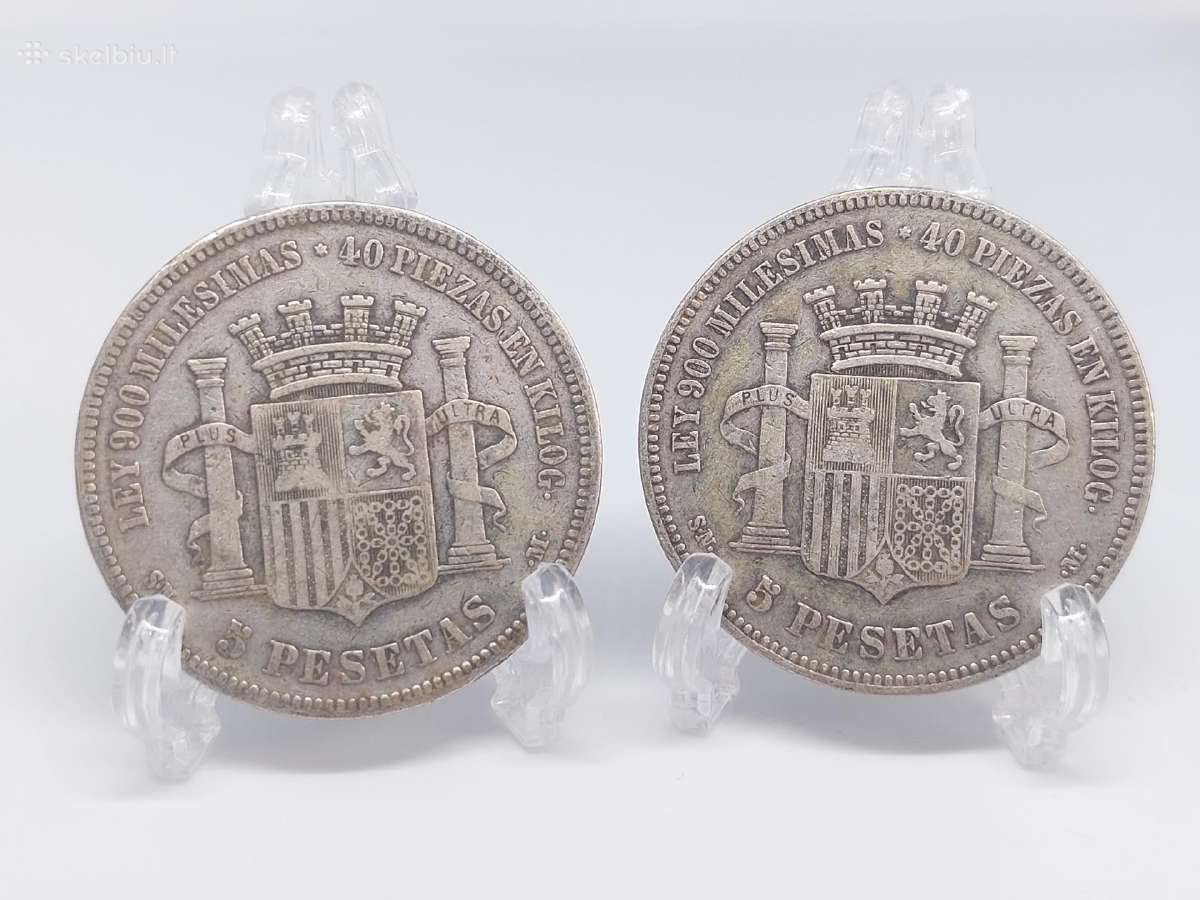 Ispanija 1870 5 pesetos - nuotraukos Nr. 2