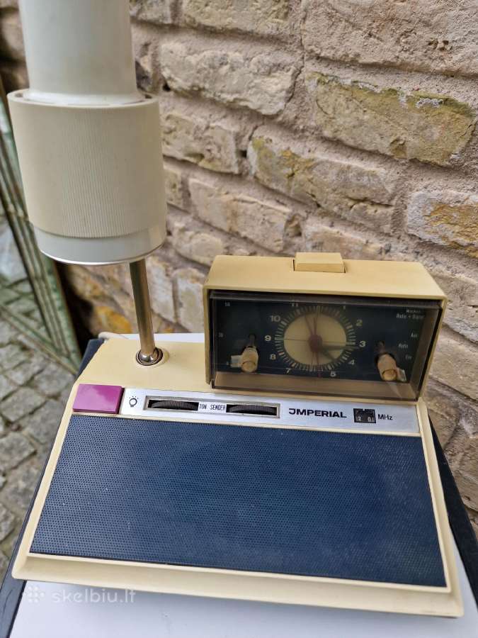 Vintažinis stalo radioimtuvas,šviestuvas,laikrodis - nuotraukos Nr. 11