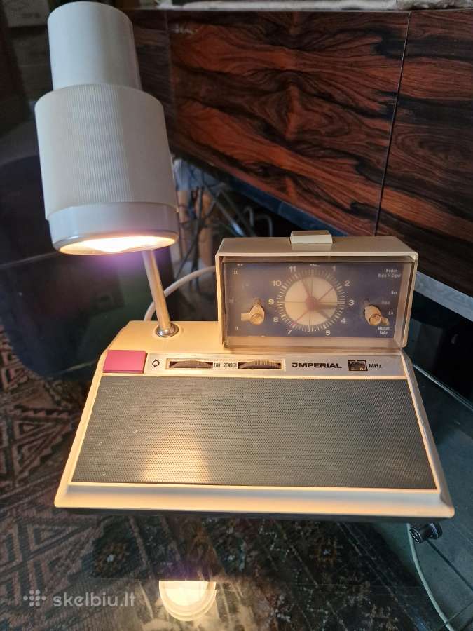 Vintažinis stalo radioimtuvas,šviestuvas,laikrodis - nuotraukos Nr. 19