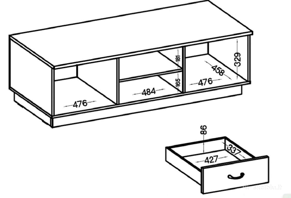 Flawia 2d1s TV staliukas 150 cm - nuotraukos Nr. 2