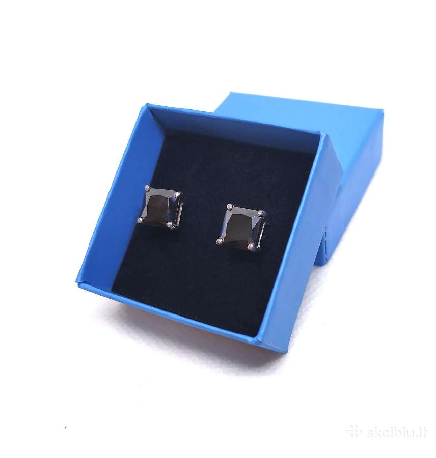 Sidabras Ag925 unisex auskarai su juodu cirkoniu