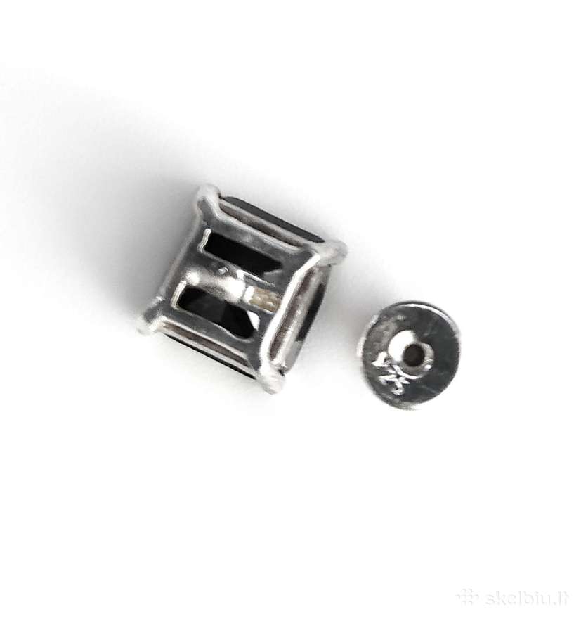 Sidabras Ag925 unisex auskarai su juodu cirkoniu - nuotraukos Nr. 4