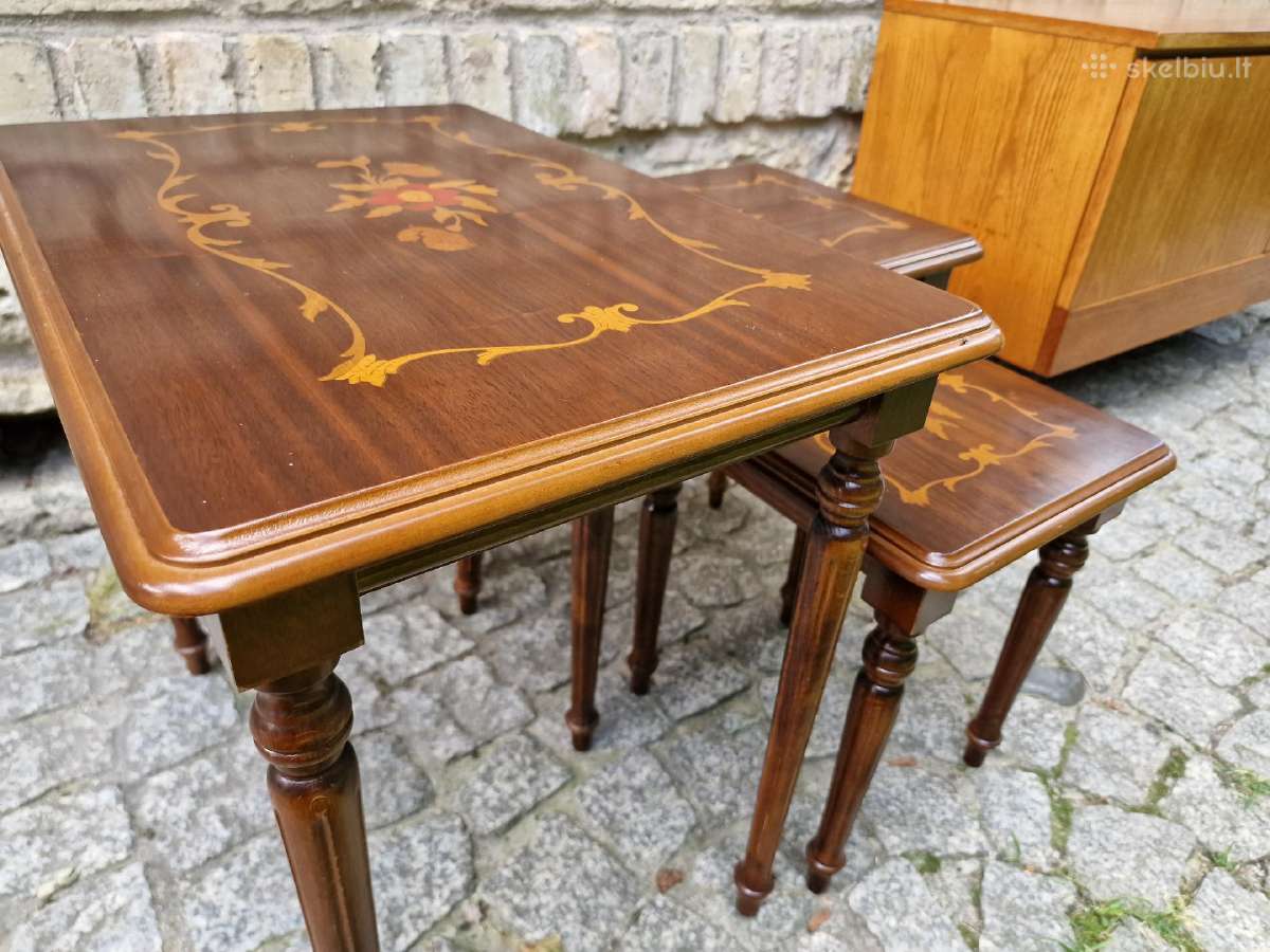 Vintažiniai mid century raudonmedžio staliukai - nuotraukos Nr. 16