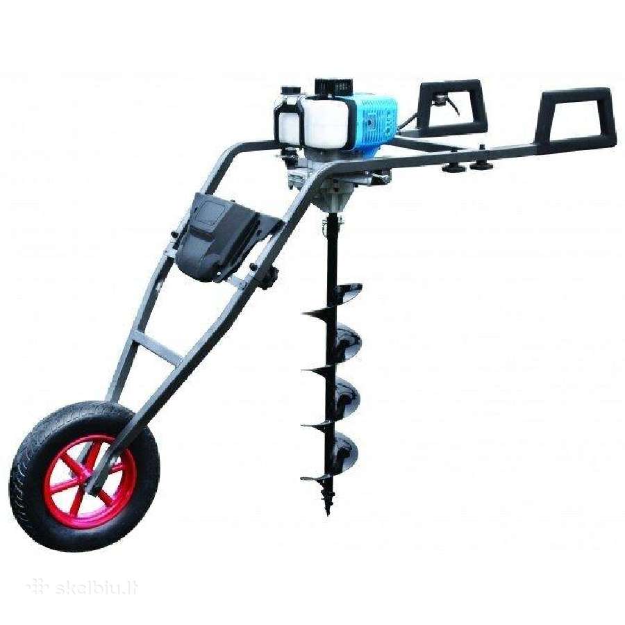 Benzininis žemės grąžtas su atraminiu ratuku 52cm3