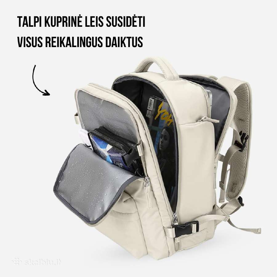 Kelioninė kuprinė, juodos spalv.,30-40 litrų talp. - nuotraukos Nr. 5