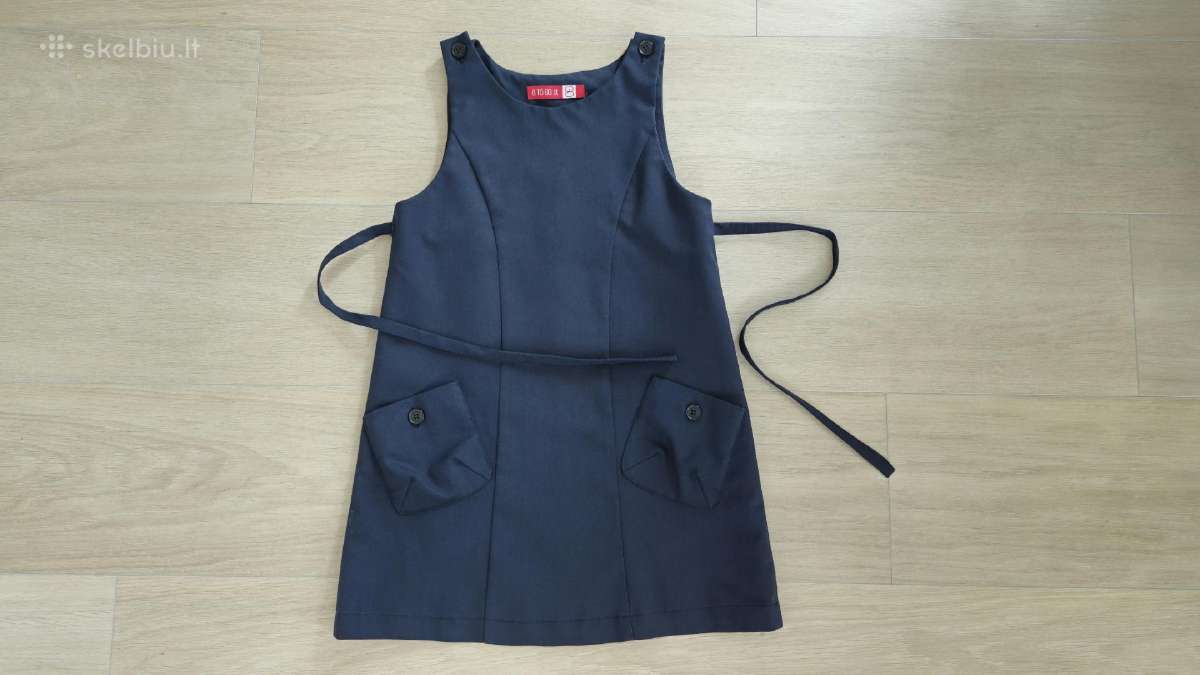 Mokyklinis mėlynas sarafanas 122cm