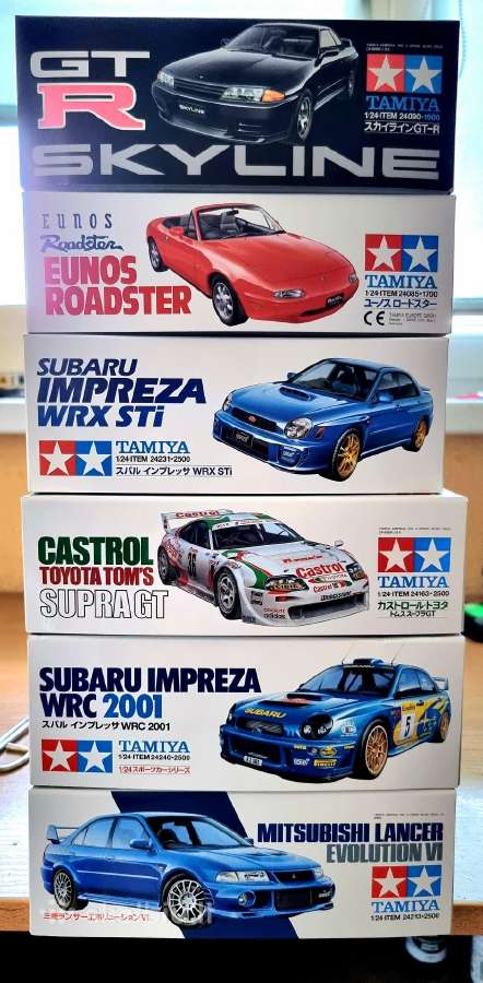 Tamiya surenkami plastikiniai automobilių modeliai