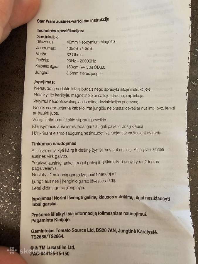 Ausinės Stars Wars - nuotraukos Nr. 13