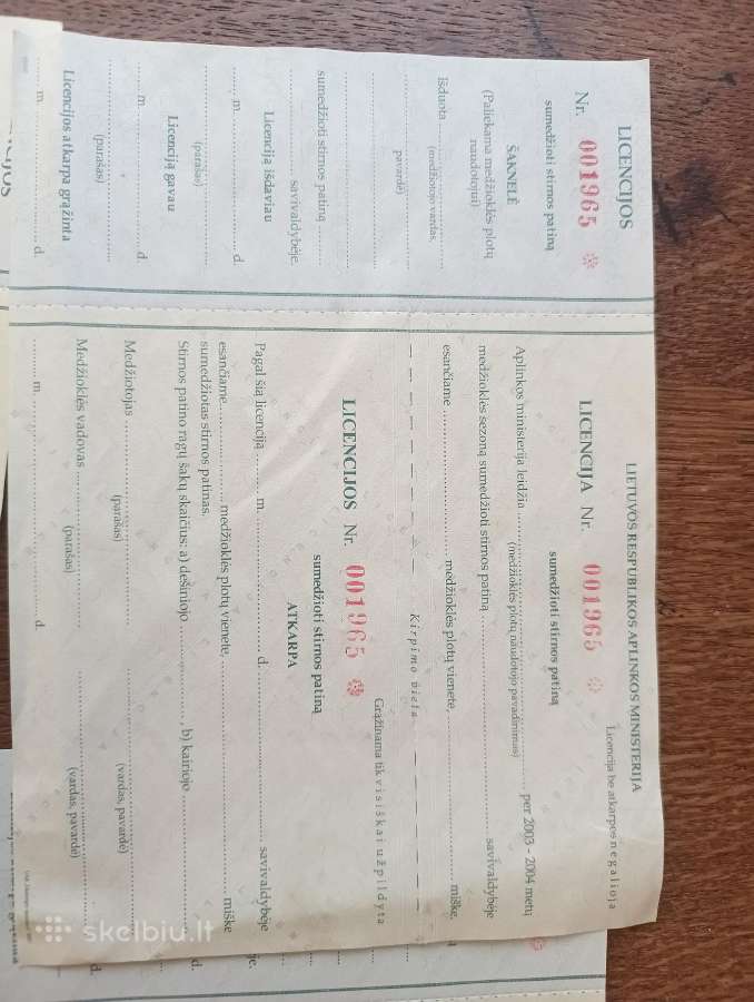 Senos medžioklės licencijos kolekcijai. - nuotraukos Nr. 2
