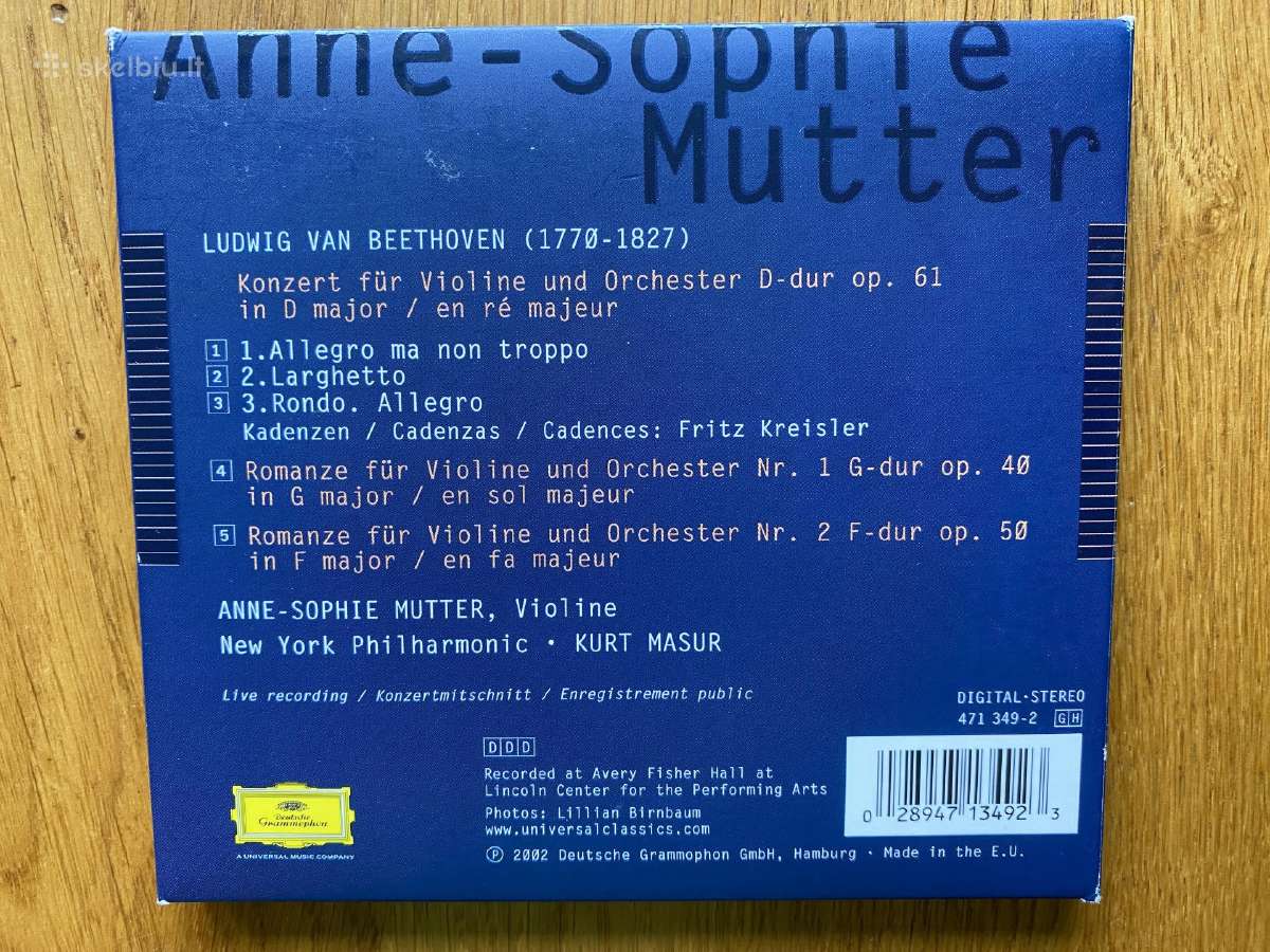 Originalus smuikininkės Anne-sophie Mutter CD - nuotraukos Nr. 2
