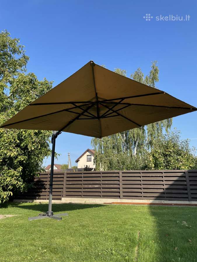 Kremines spalvos didelis 3m x 3m lauko skėtis