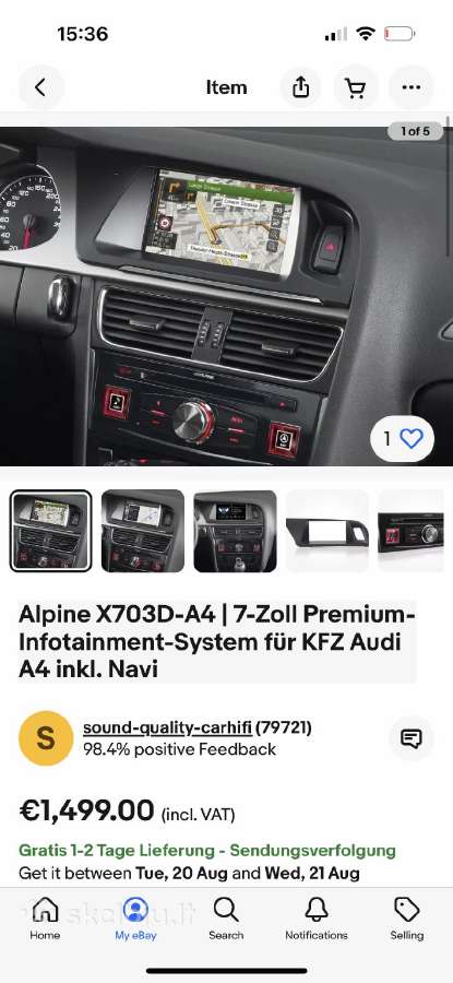 Alpine X703d-a4 Media sistema Audi A4 - nuotraukos Nr. 2