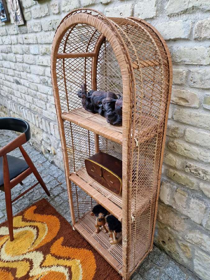 Vintažinė mid century pinta ratango etažerė - nuotraukos Nr. 4