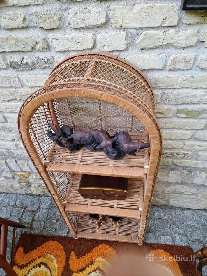Vintažinė mid century pinta ratango etažerė - nuotraukos Nr. 5