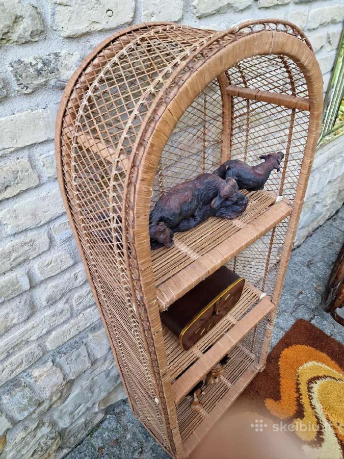 Vintažinė mid century pinta ratango etažerė - nuotraukos Nr. 2