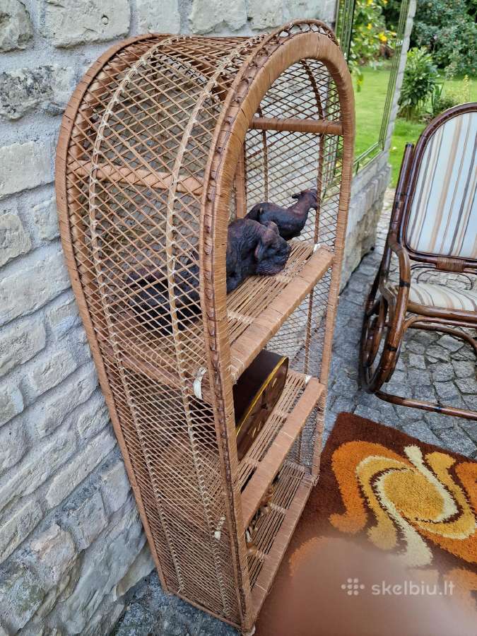 Vintažinė mid century pinta ratango etažerė - nuotraukos Nr. 6