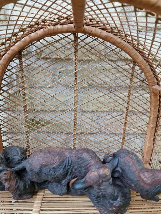 Vintažinė mid century pinta ratango etažerė - nuotraukos Nr. 10
