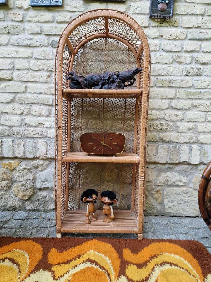 Vintažinė mid century pinta ratango etažerė - nuotraukos Nr. 11