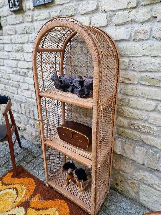 Vintažinė mid century pinta ratango etažerė - nuotraukos Nr. 16