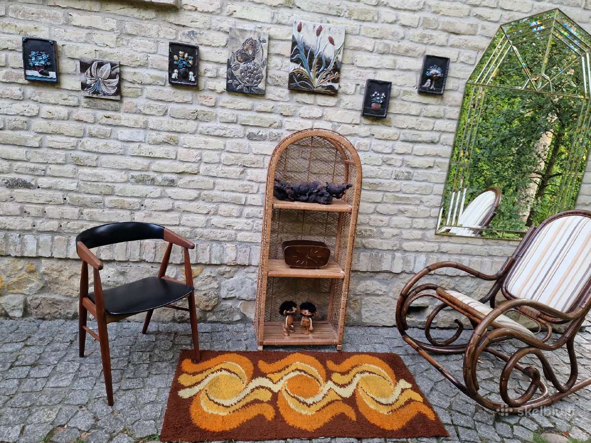 Vintažinė mid century pinta ratango etažerė - nuotraukos Nr. 20