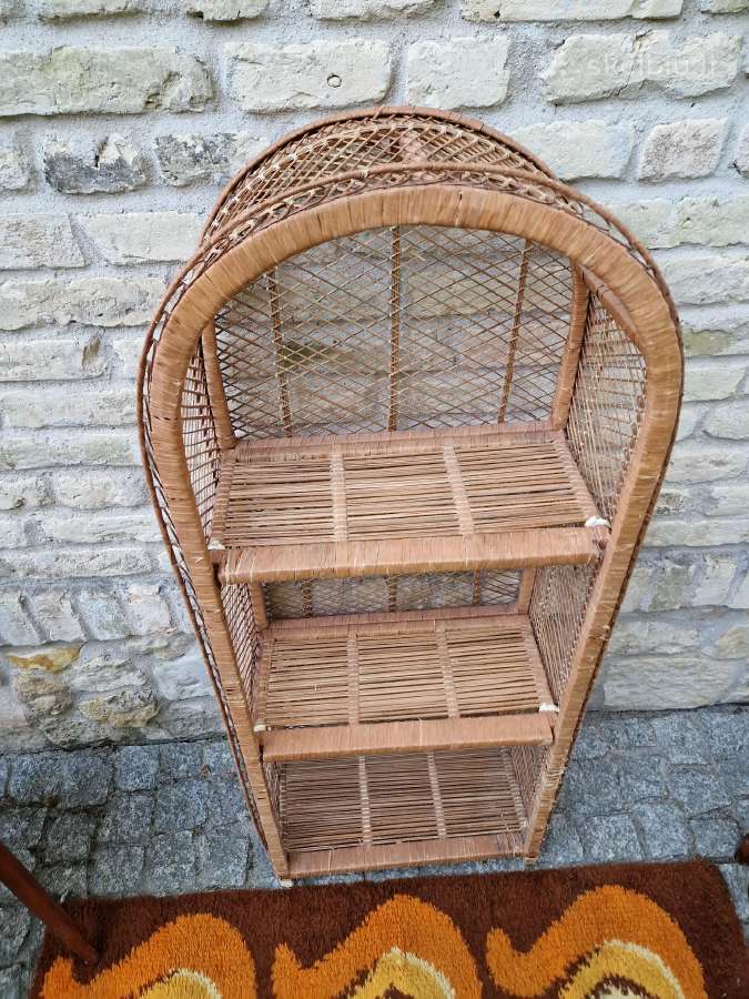 Vintažinė mid century pinta ratango etažerė - nuotraukos Nr. 21