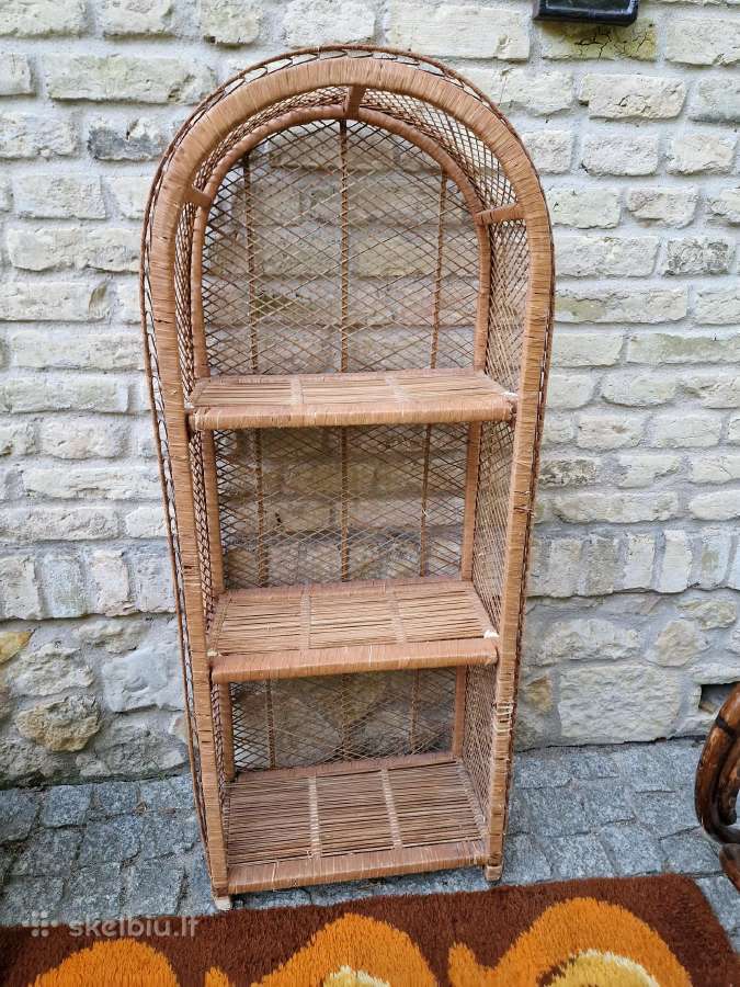Vintažinė mid century pinta ratango etažerė - nuotraukos Nr. 22