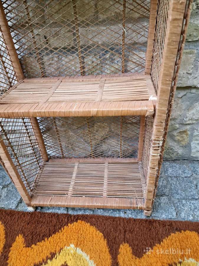 Vintažinė mid century pinta ratango etažerė - nuotraukos Nr. 23