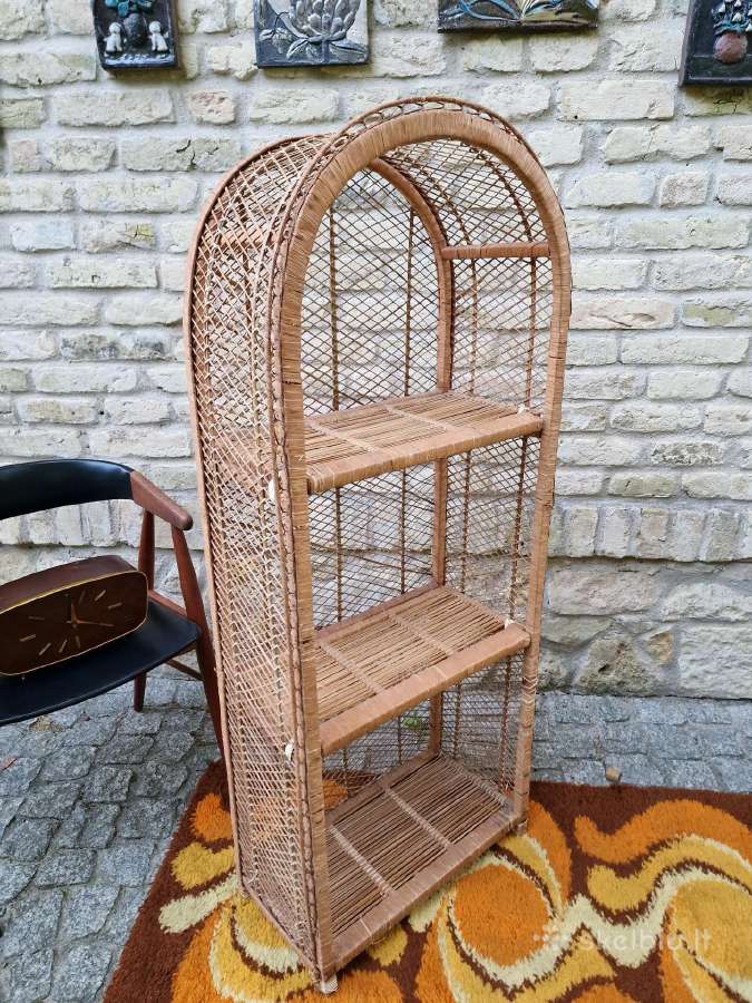 Vintažinė mid century pinta ratango etažerė - nuotraukos Nr. 29
