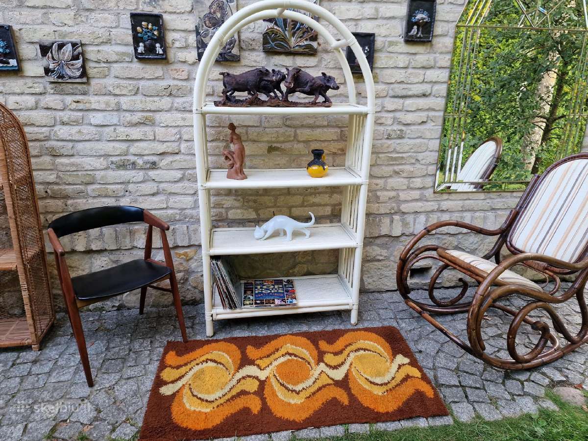 Vintažinė mid century ratango etažerė - nuotraukos Nr. 17