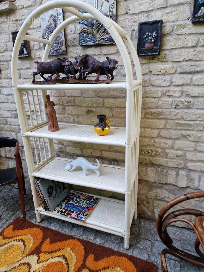 Vintažinė mid century ratango etažerė - nuotraukos Nr. 18