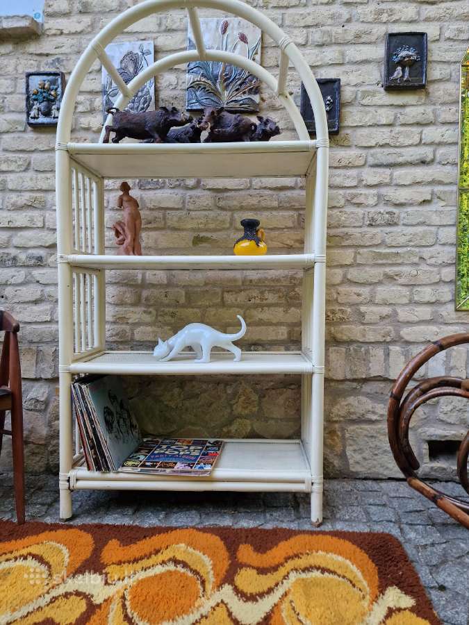 Vintažinė mid century ratango etažerė - nuotraukos Nr. 19
