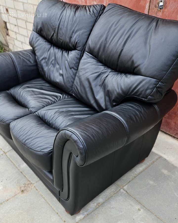 Sofa 2-vietė, natūralios odos - nuotraukos Nr. 2