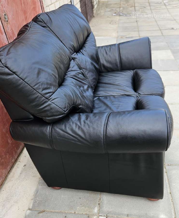 Sofa 2-vietė, natūralios odos - nuotraukos Nr. 3