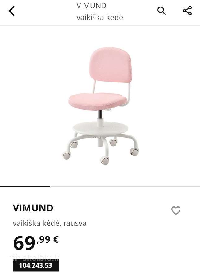 Darbo kėdė Vimund ikea mergaitei