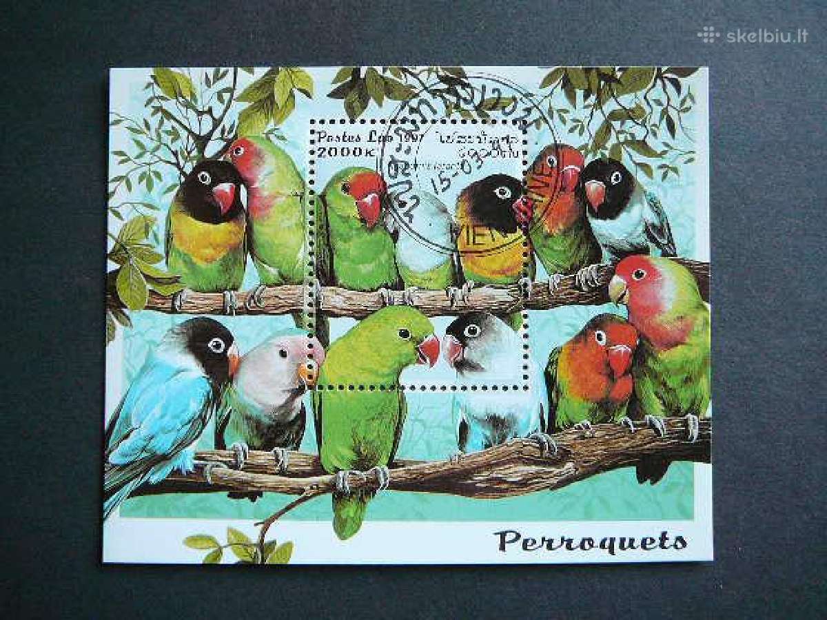 Papugos Pauksciai Laosas 1997 antsp. Ls823