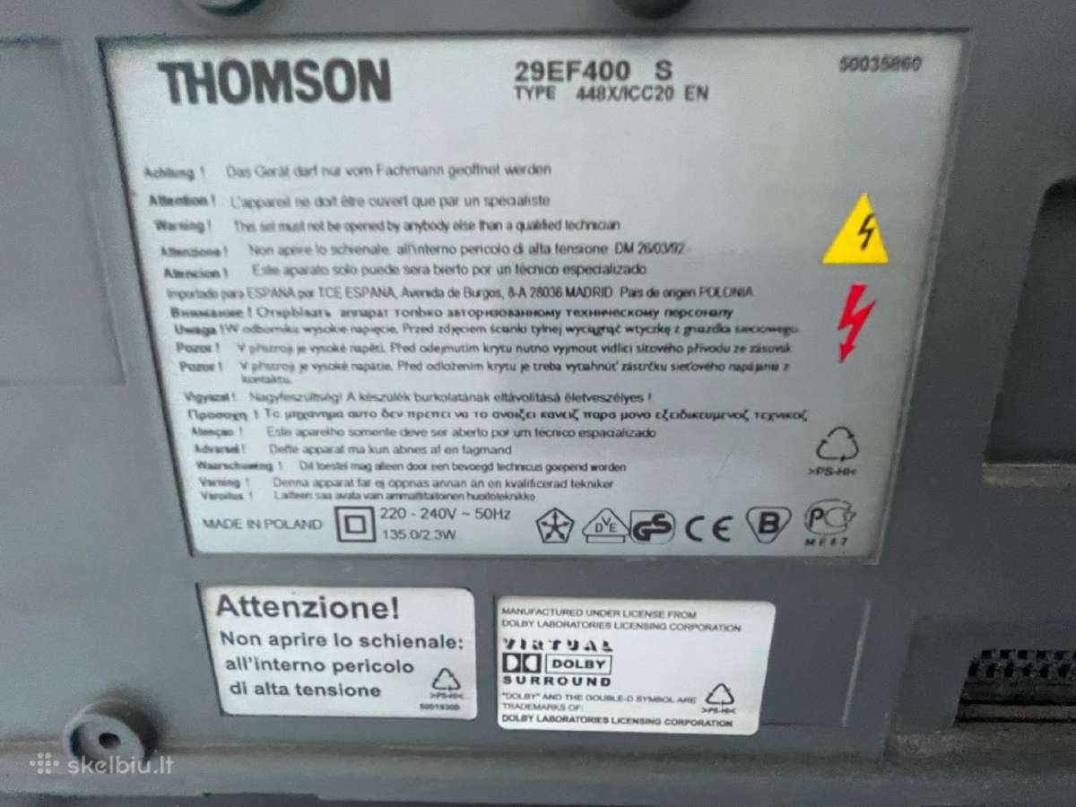 Thomson 100 hz plokščias kineskopinis tik 40 Eur - nuotraukos Nr. 5