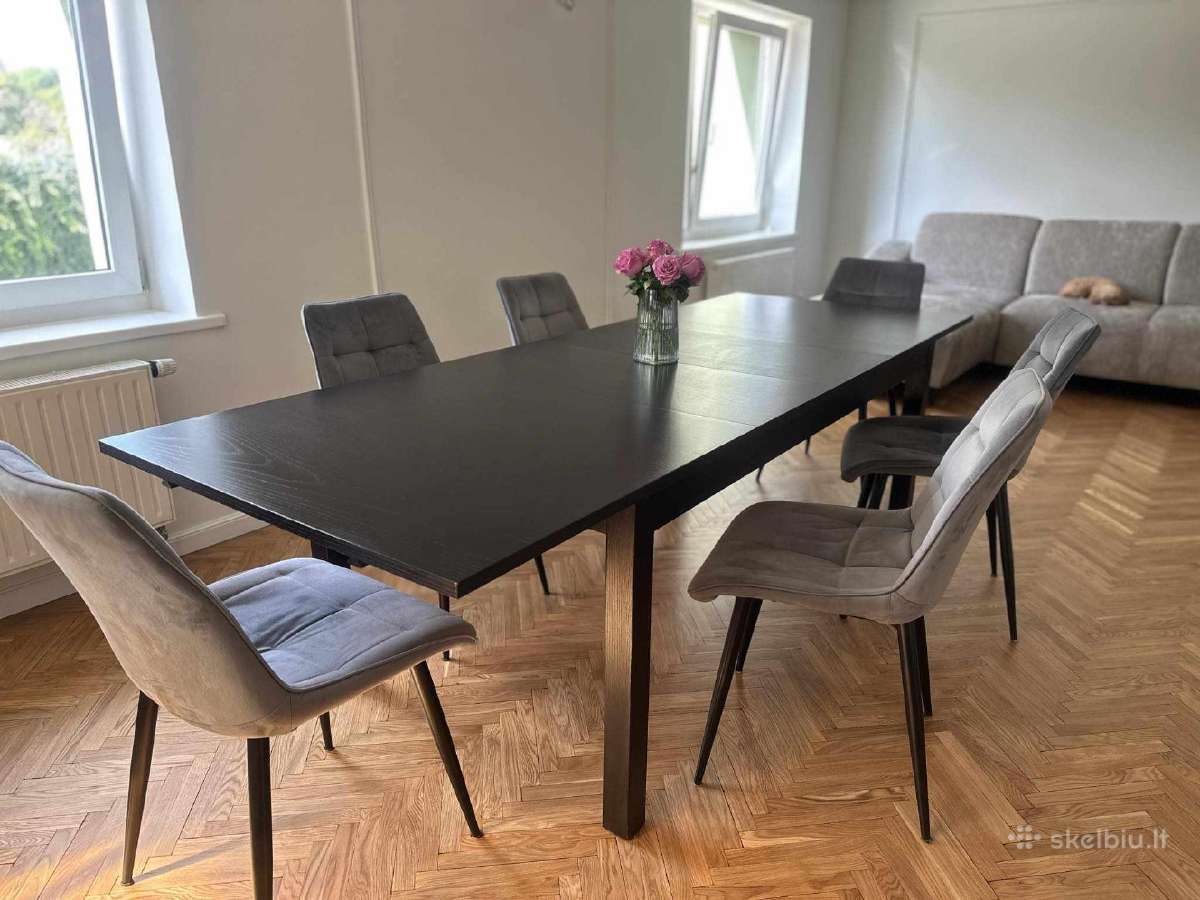 Svetaines stalas, kėdės, baro kėdės.