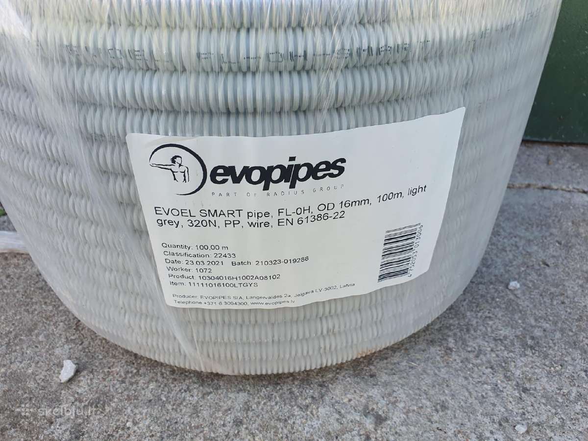 Evoel smart pipe 16mm gofra 100m. Elektros instali
