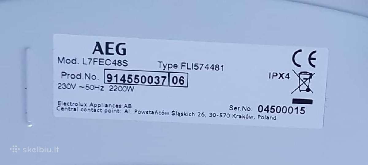 Aeg Prosteam 7000 Series 8kg C - nuotraukos Nr. 17