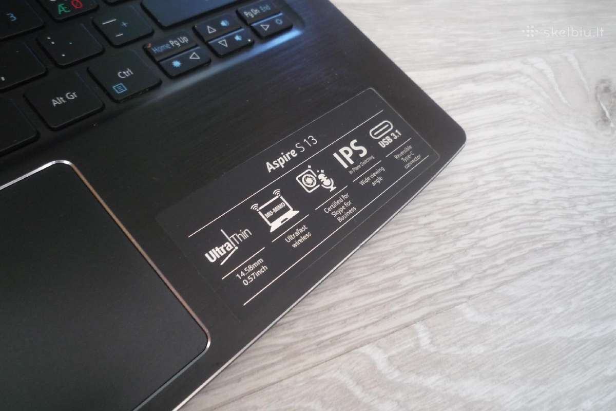 Acer Aspire S13 N16c4 i3-6100u/ 256gb/ 4gb/ HD 520 - nuotraukos Nr. 4