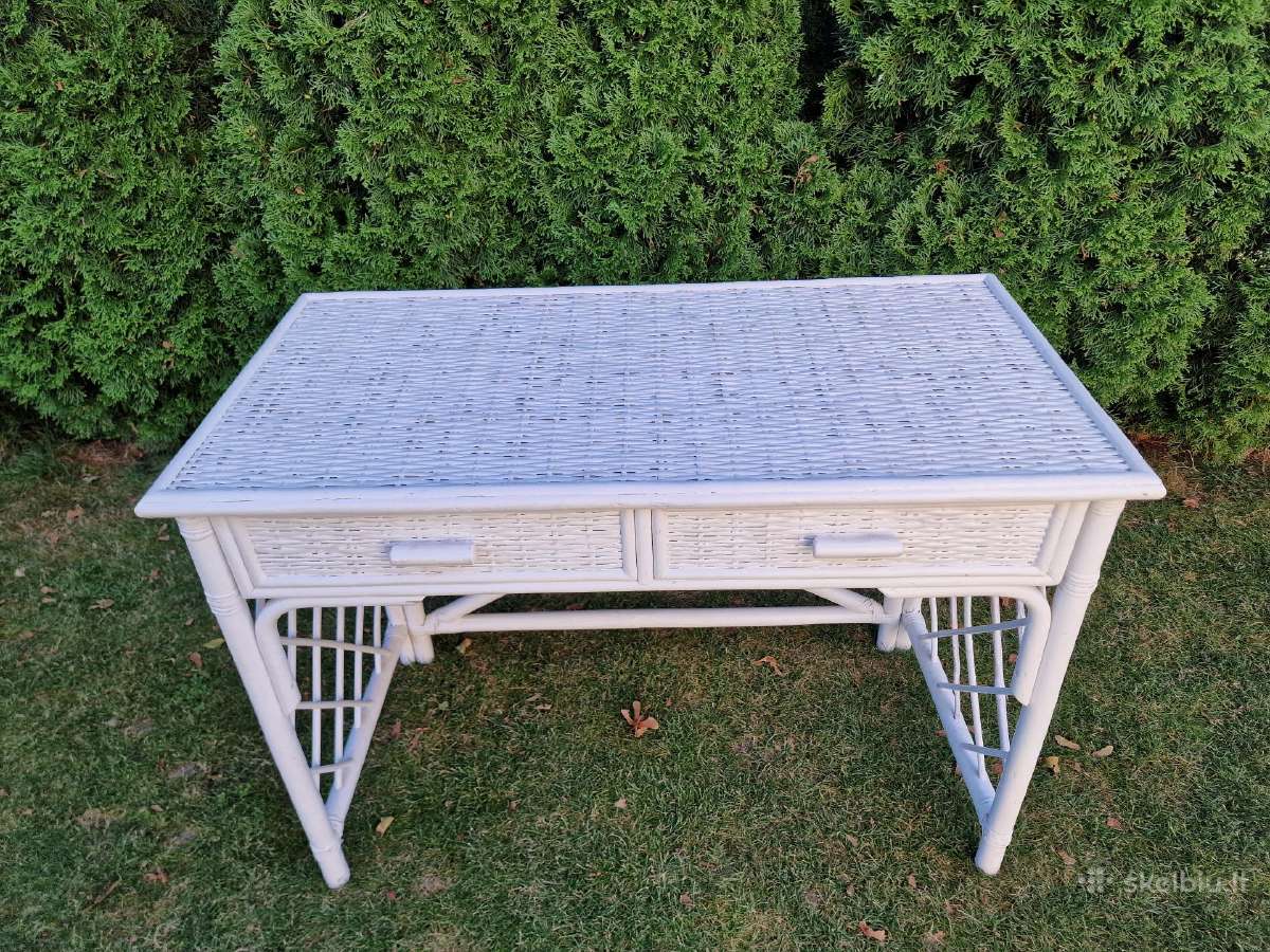 Vintažinis mid century ratango konsolinis stalas - nuotraukos Nr. 2