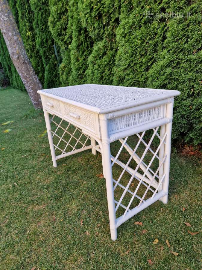 Vintažinis mid century ratango konsolinis stalas - nuotraukos Nr. 3