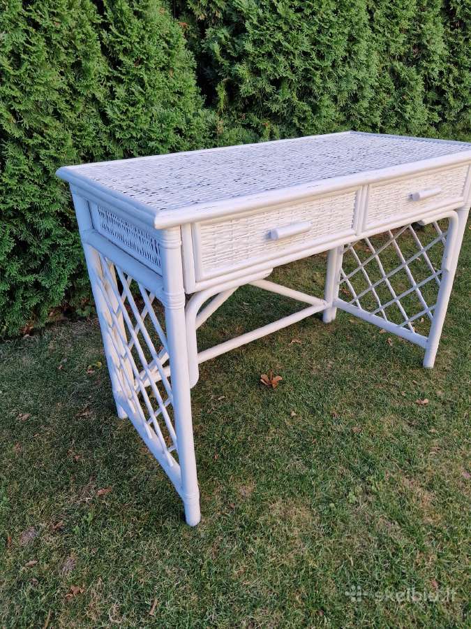 Vintažinis mid century ratango konsolinis stalas - nuotraukos Nr. 4