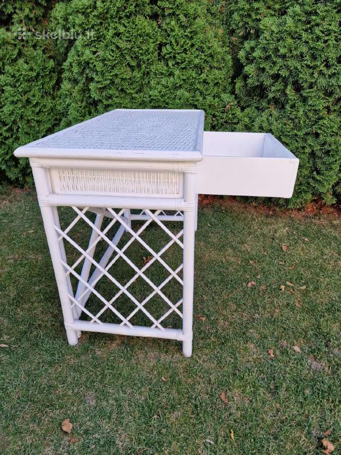 Vintažinis mid century ratango konsolinis stalas - nuotraukos Nr. 8