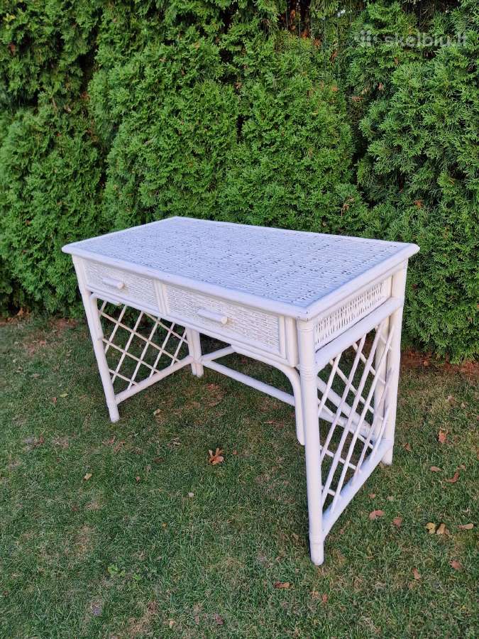 Vintažinis mid century ratango konsolinis stalas - nuotraukos Nr. 12