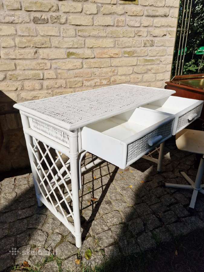 Vintažinis mid century ratango konsolinis stalas - nuotraukos Nr. 21